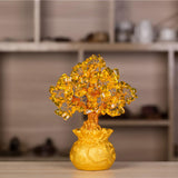 Max Mini Crystal Money Tree Bonsai Style Feng Shui Bring Wealth Luck Yellow