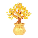 Max Mini Crystal Money Tree Bonsai Style Feng Shui Bring Wealth Luck Yellow