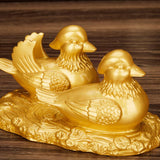 Max Feng Shui Mandarin Ducks for Love and Romance Figurine Statue Decor Gold