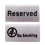 Max 100x 50mm Stainless Steel "No-smoking Signs /Reserved" Table Signs #1