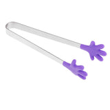 Max Silicone Food Clip Small Palm Stainless Steel Tongs Ice Non-Slip Clip Purple