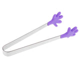Max Silicone Food Clip Small Palm Stainless Steel Tongs Ice Non-Slip Clip Purple