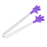 Max Silicone Food Clip Small Palm Stainless Steel Tongs Ice Non-Slip Clip Purple