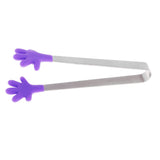 Max Silicone Food Clip Small Palm Stainless Steel Tongs Ice Non-Slip Clip Purple