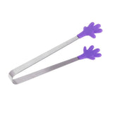 Max Silicone Food Clip Small Palm Stainless Steel Tongs Ice Non-Slip Clip Purple