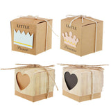 Max 50Pcs Retro Kraft Paper Candy Box Hollow Love Heart Little Crown Gifts Box A