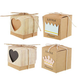 Max 50Pcs Retro Kraft Paper Candy Box Hollow Love Heart Little Crown Gifts Box A