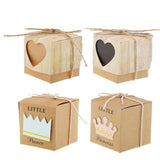 Max 50Pcs Retro Kraft Paper Candy Box Hollow Love Heart Little Crown Gifts Box A