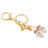 Max Alloy Cartoon Animal Keychain Bag Car Key Chains Gold-White Glove