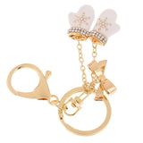 Max Alloy Cartoon Animal Keychain Bag Car Key Chains Gold-White Glove