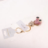 Max Alloy Cartoon Animal Keychain Bag Car Key Chains Gold-Pink Lovely Bear