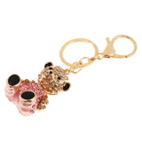 Max Alloy Cartoon Animal Keychain Bag Car Key Chains Gold-Pink Lovely Bear