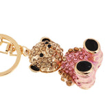 Max Alloy Cartoon Animal Keychain Bag Car Key Chains Gold-Pink Lovely Bear