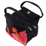 Max Embroidery Handbags Ethnic Canvas Handmade Tote women's handbags Black