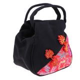 Max Embroidery Handbags Ethnic Canvas Handmade Tote women's handbags Black