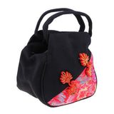 Max Embroidery Handbags Ethnic Canvas Handmade Tote women's handbags Black