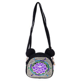 Max Yunnan Ethnic Flower Embroidery Ethnic Canvas Women Shoulder Bag Purple