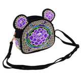 Max Yunnan Ethnic Flower Embroidery Ethnic Canvas Women Shoulder Bag Purple
