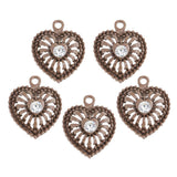 Max 5 PCS/Lot Lady Hollow Heart Pendant Diamante Pendant Jewelry DIY Coffee