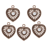 Max 5 PCS/Lot Lady Hollow Heart Pendant Diamante Pendant Jewelry DIY Coffee