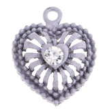 Max 5 PCS/Lot Lady Hollow Heart Pendant Diamante Pendant Jewelry DIY Grey