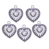 Max 5 PCS/Lot Lady Hollow Heart Pendant Diamante Pendant Jewelry DIY Grey