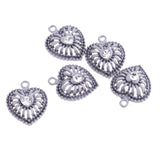 Max 5 PCS/Lot Lady Hollow Heart Pendant Diamante Pendant Jewelry DIY Grey