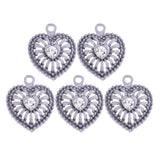 Max 5 PCS/Lot Lady Hollow Heart Pendant Diamante Pendant Jewelry DIY Grey