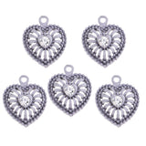 Max 5 PCS/Lot Lady Hollow Heart Pendant Diamante Pendant Jewelry DIY Grey