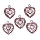 Max 5 PCS/Lot Lady Hollow Heart Pendant Diamante Pendant Jewelry DIY Pink