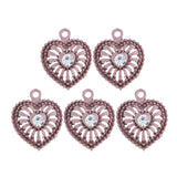 Max 5 PCS/Lot Lady Hollow Heart Pendant Diamante Pendant Jewelry DIY Pink