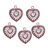 Max 5 PCS/Lot Lady Hollow Heart Pendant Diamante Pendant Jewelry DIY Pink