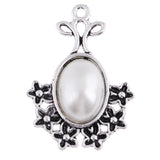 Max 5Pcs/Lot Silver Antique Pendant Alloy Pearl Pendant Jewelry DIY Plum Blossom