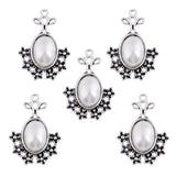 Max 5Pcs/Lot Silver Antique Pendant Alloy Pearl Pendant Jewelry DIY Plum Blossom