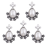 Max 5Pcs/Lot Silver Antique Pendant Alloy Pearl Pendant Jewelry DIY Plum Blossom