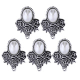 Max 5Pcs/Lot Silver Antique Pendant Alloy Pearl Pendant Jewelry DIY Rose