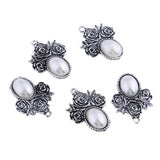 Max 5Pcs/Lot Silver Antique Pendant Alloy Pearl Pendant Jewelry DIY Rose