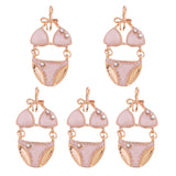 Max 5PCS/Lot Women Sexy Underwear Set Pendant Alloy Enamel Keychain Decor Pink