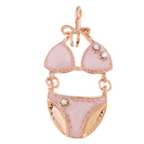 Max 5PCS/Lot Women Sexy Underwear Set Pendant Alloy Enamel Keychain Decor Pink
