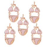 Max 5PCS/Lot Women Sexy Underwear Set Pendant Alloy Enamel Keychain Decor Pink