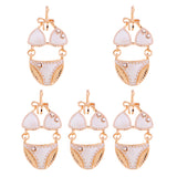 Max 5PCS/Lot Women Sexy Underwear Set Pendant Alloy Enamel Keychain Decor White