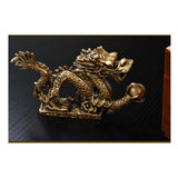 Max Chinese Dragon Figurine Statue Home Decoration Bronze Color 15 x 3.5 x 9 cm