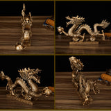 Max Chinese Dragon Figurine Statue Home Decoration Bronze Color 15 x 3.5 x 9 cm