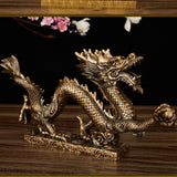 Max Chinese Dragon Figurine Statue Home Decoration Bronze Color 15 x 3.5 x 9 cm