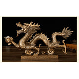 Max Chinese Dragon Figurine Statue Home Decoration Bronze Color 15 x 3.5 x 9 cm