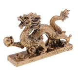 Max Chinese Dragon Figurine Statue Home Decoration Bronze Color 15 x 3.5 x 9 cm