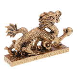 Max Chinese Dragon Figurine Statue Home Decoration Bronze Color 15 x 3.5 x 9 cm