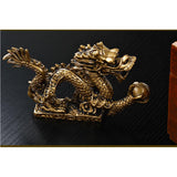Max Chinese Dragon Figurine Statue Home Decoration Bronze Color 12 x 2.3 x 7 cm