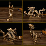 Max Chinese Dragon Figurine Statue Home Decoration Bronze Color 12 x 2.3 x 7 cm