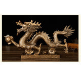 Max Chinese Dragon Figurine Statue Home Decoration Bronze Color 12 x 2.3 x 7 cm